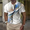 Polos Polos Print Polo 3D Prosta koszula Summer Lapel T-shirt krótkie rękawy swobodny topy premium męskie ubrania uliczne