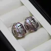 Stud Big Boucles d'oreilles en perles baroques naturelles pour femme Boucles d'oreilles en plaqué or 14 carats Mère Blanc Violet 230807