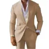 Herenpakken Zomer Toevallige Mannen 2 Stuks Piekte Revers Slim Fits Custom Made Kostuum Homme Bruiloft Bruidegom Prom Jurk Jas broek Blazer Sets