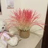 الزهور الزخرفية 1pc المنزل الإبداعي التدرج الوردي محاكاة القمح الشتلة حبل محفوظ بوعاء مكتب الزخرفة الحد الأدنى