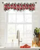 Curtain Christmas Poinsettia Pine Needles Window Living Room Kitchen Cabinet Tie-up Valance Rod Pocket