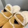 Dames winter wollen pantoffel ontwerpers baotou pluche pantoffels luxe warmte eenvoudige roze sandalen ontwerper stijl mode driehoek vrije tijd dames platte bodem thuis schoenen