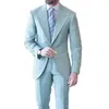 New Popular Groom Wear Blue Wedding Tuxedos Peaked Lapel Mens Suits Fit Slim Blazers 2 Pieces (Jacket+Pants) Custom Made