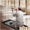 Tapetes de Oração Islâmica Portátil Trançado com Zíper Cobertores de Bolso de Viagem Tapete de Bolso Retangar Tapete Impermeável 60X100Cm Drop Delive Dh3Ch