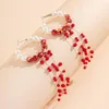 Hoop Earrings WANZHI Creativity Bleeding Pearl For Women Fashion Long Crystal Tassels Earring Halloween Party Jewelry Gift