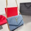 Vendi Y Lettera Borsa a tracolla in denim Glod Borse a tracolla a catena Borsa di design di alta qualità Borsa a mano di lusso da donna Lettera di moda Borse a tracolla Portafoglio donna 230627