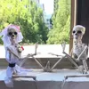 Outros suprimentos para festas de eventos 40 cm esqueleto humano para decoração de Halloween realista modelos de ossos de caveira festa de Halloween decoração de casa casa assombrada adereços de terror 230809