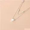 Hänghalsband Fashion Tiny Heart Necklace For Women Trendy Simple Gold Sier Color Chain Choker Girls Party SMyckesgåva Drop Deliv Dhyk6