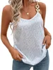 Kvinnors T -skjortor Kvinnors Sequin Crop Top Plus Size V Neck Sparkle Tank Glitter Cami Party Blue Rave Outfit