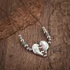 Pendant Necklaces Vintage Ethnic Heart Metal Necklace For Women Tribe Leather Jewelry Silver Color Choker Party Accessories