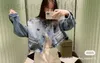 Kvinnorjackor Designer P Family 23 Spring and Summer New Fashion Cool Do Old Wash Short Denim Jacket+Straight Shorts Suit 3ZX8