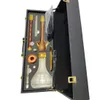 Arabisch Reizen Waterpijp Set Houten Lederen Case Shisha Echte Luxe Mousse Narghile Bar KTV Waterpijp Pijp Cadeau Voor Vriendje HKD230809