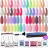 All Season Color Nail Dipping Powder Starter Kit, 39-delige Dipping Powder Set met Top Base Coat Activator Nail Buffer File Brush Nagelriemtrimmer Pusher