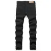 Heren Jeans Black Ripped Applique Geborduurde Punk Style MidRise Slim Pencil Pants Fashion Streetwear 230809