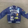 Mens Jackets High Street Baseball Men Women 1 Quality Cartoon Letter Embroidery Oversized Blue Varsity Coat Autumn 230809