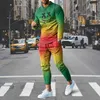 Herrspårspår djävul leende 3D-tryck långärmad t-shirt byxor 2 stycke set överdimensionerad streetwear casual tracksuit gym basketkläder