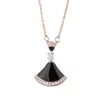 Fashion Fan Necklace Pendant Water Diamond Rostfritt stål pläterat 18K Kvinnor och flickors modesmycken Cjeweller Party Gift