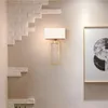 Candeeiro de parede moderno quadrado chinês tecido branco lâmpadas de luxo país americano sala de estar luz el decoração quarto arandelas luzes