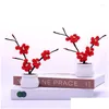 Dekorativa blommor kransar coghet plommonblomma kruka bonsai konstgjorda växter hand stickade ornament gåvor till kontor hembord d dhx5i