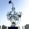 Clear Glass Bong Recycler Hookahs Glass Water Pipes Triple Cyclone Ball Arm unika dabriggar med 14 mm fog stora bärbara hållbara