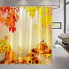 Portaspazzolini Autum Tenda da doccia Autunno Zucca creativa con albero di acero su una tavola di legno bianca Set di accessori per il bagno Vasca da bagno in tessuto 230809