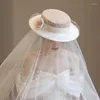 Chieni CC Cappelli romantici Donne Accessori per capelli Abbigliamento da sposa Abito da sposa Abito da sposa Cappello Fiore Cappello Fiore con veli Regalo M007