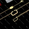 Colar de ouro feminino colar de pingente clássico colares com letras de strass para presente