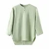 Camisetas de hombre YZLDS 2023 ropa de lino informal de verano cuello redondo Simple manga 3/4 para hombres camiseta suelta transpirable Top