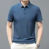 Hommes Polos Ice Silk Mesh Respirant Lâche Polos 2023 Été Hommes À Manches Courtes Revers Tops Marque Élasticité T-shirts Ropa 230808