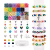 Akrylplast lucite 1 låda fruktpolymer lera pärlor akryl pärla mix form skal metall hänge diy preppy armband halsband sommar tema tillverkningssats 230809