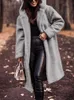 Faux Fur Płaszcz Kobiety Pluszowy płaszcz z kapturem zima gruba długa płaszcz dama elegancka moda swobodna vintage misie wierzchnia wierzchnia t230809