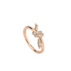 Brand Charm Star Style Noth Ring avec rose Gold plaqué LUMBRE LUMBRE ET NICHE BOW SIMPLE DÉCoration élégante