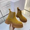 2023 nouvelles grosses bottes jaunes à semelle épaisse jambe courte Chelsea Martin bottes pour femmes rétro cuir style britannique bottines marée