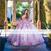 Pink vestido de xv anos аппликация Quinceanera Планты с плеча мексиканские девушки сладкие 15 платье для вечеринки по случаю дня рождения