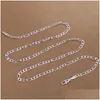 Chains 2Mm Sier Plated Chain Necklace For Women Men Fashion Gold Colors Choker Fit Pendant Jewelry 16-30 Inches Drop Delivery Necklace Dhmux