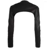 Women's Leather Jacket Women 2023 Autumn Black Elegant Slim Crop Top Ladies