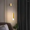 Lampa ścienna nowoczesne kinkiety sypialni miedziana rura akrylowa oświetlenie wewnętrzne do salonu rurka korytarza