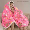 Blankets Swaddling Soft wearable blanket with sleeves adult and children's plush hoodie blanket winter warmth Sherpa weighted sofa blanket Z230809