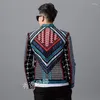 Men's Jackets Autumn Winter Fashion Striped Embroidery Jacket Male Casual Slim Suit Korean Men Hip Hop Trend Handsome Coat Hombre