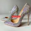 Casual Designer Sexy Lady Femmes Chaussures Glitter Strass Pointy Toe Stiletto Stripper High Heels