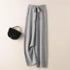 Pantaloni da donna Pantaloni in maglia casual a vita alta da donna in cashmere a vita alta 2023 Inverno in pura lana sciolti