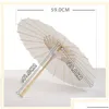 Umbrellas Classical White Bamboo Papers Umbrella Craft Oiled Paper Diy Creative Blank Painting Bride Parasol Drop Delivery Home Garden Dhnm0