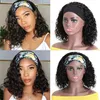 Synthetic Wigs Short Curly Pixie Cut Headband Wig Water Wave Remy Brazilian Human Hair Scarf Wigs For Black Women Glueless Machine Made Wig 230808