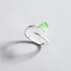 Cluster Rings Elegant Simple Red Green Gingko Leaf Ring For Couple Charming Women's Wedding Anniversary Jewelry Fashion Party Accessories