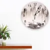 壁の時計ランドスケープインクペインティングクロックリビングルームの家の装飾