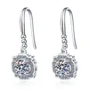 Boucles d'oreilles pendantes en argent sterling 925 quatre 1 carat Moissanite crochet d'oreille fiançailles mariage bijoux fins