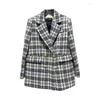 Damespakken Tweed Jas Kleding Korea Stijlvolle Retro Double-Breasted Blazer Elegant Chic Office Dames Jas Vrouw 2023