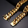 316L Acier Inoxydable Miami Cubain Lien Chaîne Colliers Bracelets Hip Hop Haute Poli Plaqué Or 18K Cast Punk Bijoux Ensembles Chaînes Ras Du Cou Pour Hommes Femmes 6mm-22mm