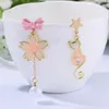 Kolczyki Dangle Korean Elegancka Elegancka Pearl Pearl Pendant for Women Cute Animal Kitten Flower Kolczyka Party Słodka biżuteria