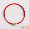 Charm-Armbänder, grüne Jade, rotes Schnur-Armband für Frauen, verstellbare handgewebte Kordel, glückliches Perlenseil, Freundschaftsschutz